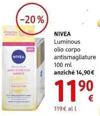 dm drogerie markt Nivea NIVEA Luminous olio corpo antismagliature offerta