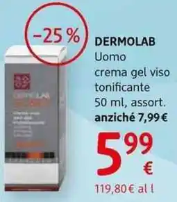 dm drogerie markt Dermolab uomo crema gel viso tonificante, assort offerta