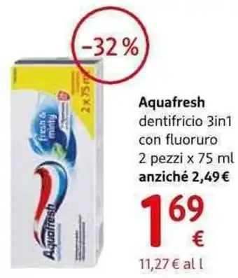 dm drogerie markt Aquafresh dentifricio 3in1 con fluoruro  anziché 2,49€ offerta