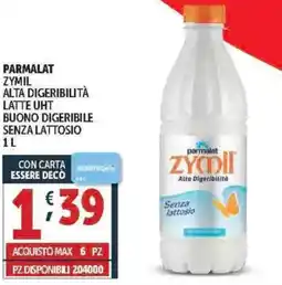 Deco Supermercati Parmalat zymil alta digeribilità latte uht buono digeribile senza lattosio offerta