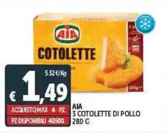 Deco Supermercati Aia 3 cotolette di pollo offerta