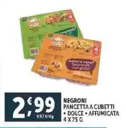 Deco Supermercati Negroni pancetta a cubetti offerta