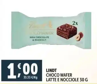 Deco Supermercati Lindt choco wafer latte e nocciole offerta