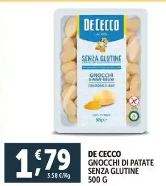 Deco Supermercati De cecco gnocchi di patate senza glutine offerta