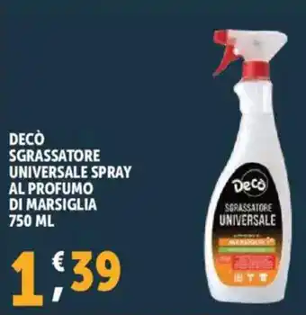 Deco Supermercati Decò sgrassatore universale spray al profumo di marsiglia offerta