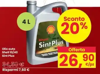 Interspar Olio auto Shell 10/40 Sint Plus offerta