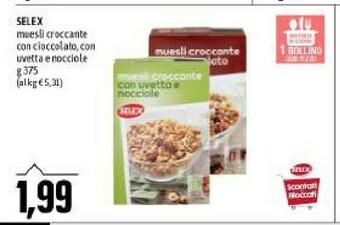 Emi Supermercati Muesli croccante uvetta e nocciole 375 g(ml) offerta