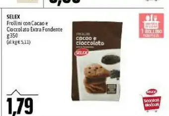 Emi Supermercati Frollini cacao e cioccolato extra fondente 350 g(ml) offerta