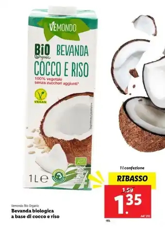 Lidl Vemondo Bio Organic Bevanda biologica a base di cocco e riso offerta