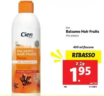 Lidl Cien Balsamo Hair Fruits offerta