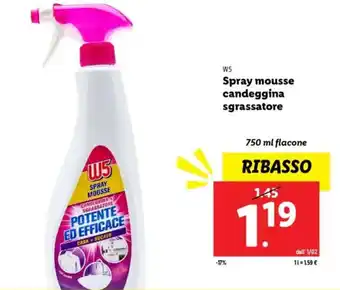 Lidl W5 Spray mousse candeggina sgrassatore offerta