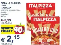 Esselunga Pizza la numero uno italpizza salamíno o prosciutto e funghi, surgelata, offerta