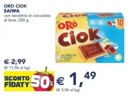 Esselunga Oro ciok saiwa con tavoletta di cioccolato al latte, offerta