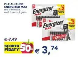 Esselunga Pile alkaline energizer max stilo o ministilo, conf. 6 pezzi+2 gratis offerta