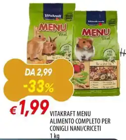 Famila Vitakraft menu alimento completo per conigli nani/criceti offerta