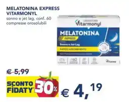 Esselunga Melatonina express vitarmonyl sonno e jet lag, conf. 60 compresse orosolubili offerta