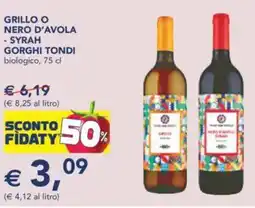 Esselunga Grillo o nero d'avola - syrah gorghi tondi biologico, offerta