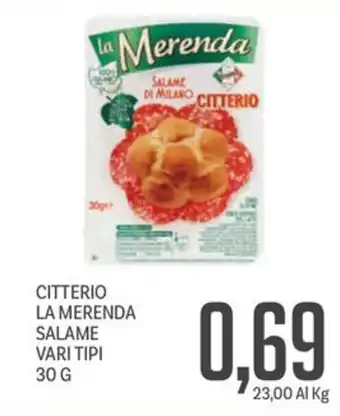 Supermercati Piccolo Citterio la merenda salame vari tipi offerta