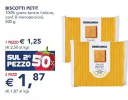 Esselunga Biscotti petit 100% grano tenero italiano, conf. 8 monoporzioni, offerta