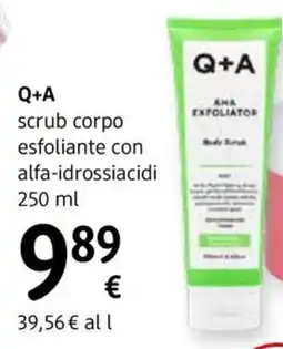 dm drogerie markt Q+A scrub corpo esfoliante con alfa-idrossiacidi offerta