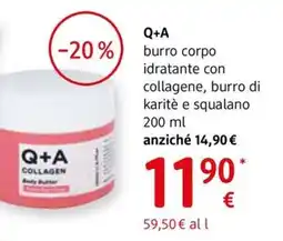 dm drogerie markt Q+A burro corpo idratante con collagene, burro di karitè e squalano offerta