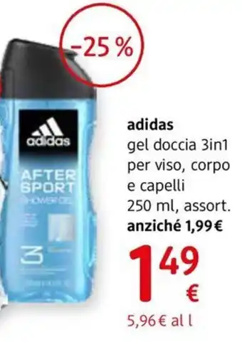 dm drogerie markt adidas gel doccia 3in1 per viso, corpo e capelli offerta