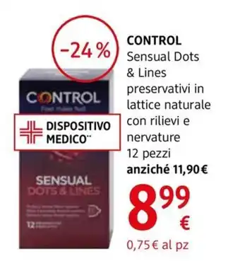 dm drogerie markt CONTROL Sensual Dots & & Lines preservativi in lattice naturale con rilievi e nervature offerta