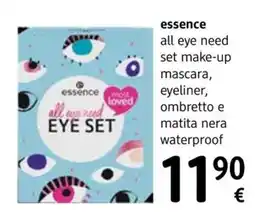 dm drogerie markt essence all eye need set make-up mascara, eyeliner, ombretto e matita nera waterproof offerta