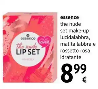 dm drogerie markt essence the nude set make-up lucidalabbra, matita labbra e rossetto rosa idratante offerta