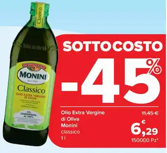 Carrefour Olio Extra Vergine di Oliva Monini classico offerta