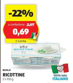 ALDI Bonlà ricottine offerta