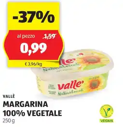 ALDI Vallè margarina 100% vegetale offerta