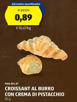 ALDI Pan del dì croissant al burro con crema di pistacchio offerta