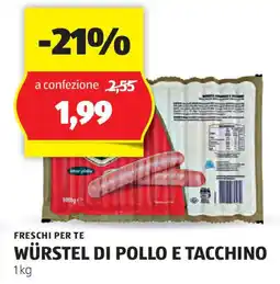 ALDI Freschi per te würstel di pollo e tacchino offerta