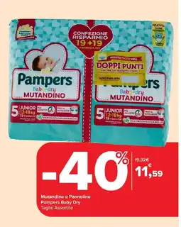 Carrefour Market Mutandino o Pannolino Pampers Baby Dry offerta