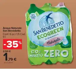 Carrefour Market Acqua Naturale San Benedetto offerta