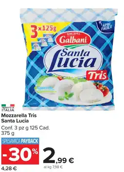 Carrefour Market Mozzarella Tris Santa Lucia offerta