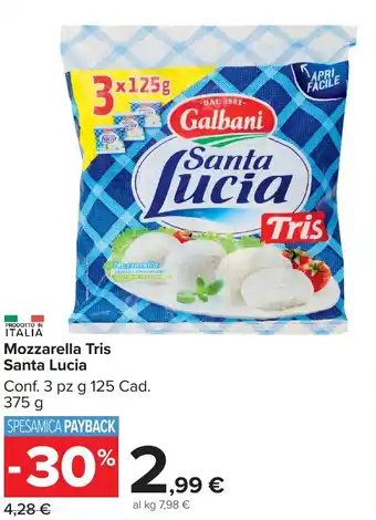 Carrefour Market Mozzarella Tris Santa Lucia offerta