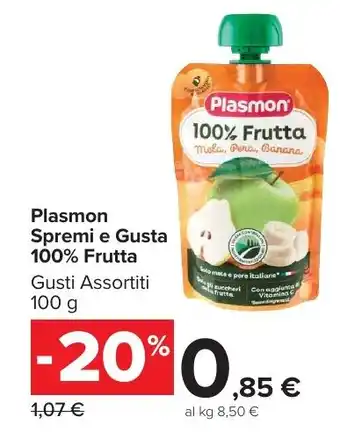 Carrefour Market Plasmon Spremi e Gusta 100% Frutta offerta