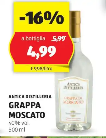 ALDI Antica distilleria grappa moscato offerta