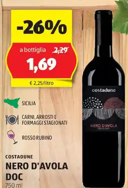 ALDI Costadune nero d'avola doc offerta