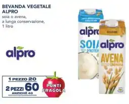 Esselunga Bevanda vegetale alpro soia o avena, a lunga conservazione, offerta