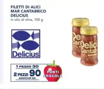 Esselunga Filetti di alici mar cantabrico delicius in olio di oliva, offerta