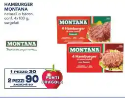 Esselunga Hamburger montana naturali o bacon, conf. surgelati offerta