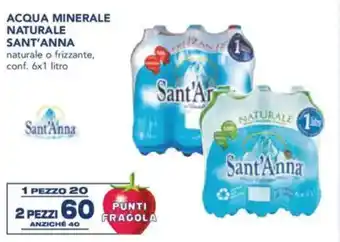 Esselunga Acqua minerale naturale sant'anna naturale o frizzante, conf. offerta