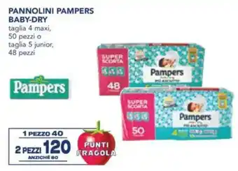 Esselunga Pannolini pampers baby-dry taglia 4 maxi, 50 pezzi o taglia 5 junior, 48 pezzi offerta