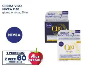 Esselunga Crema viso nivea q10 giorno o notte, offerta