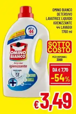 A&O Omino bianco detersivo lavatrice liquido Igienizzante 44 lavaggi offerta