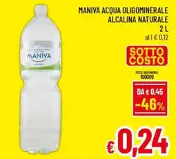 A&O Maniva acqua oligominerale alcalina naturale offerta