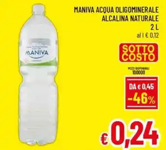 A&O Maniva acqua oligominerale alcalina naturale offerta